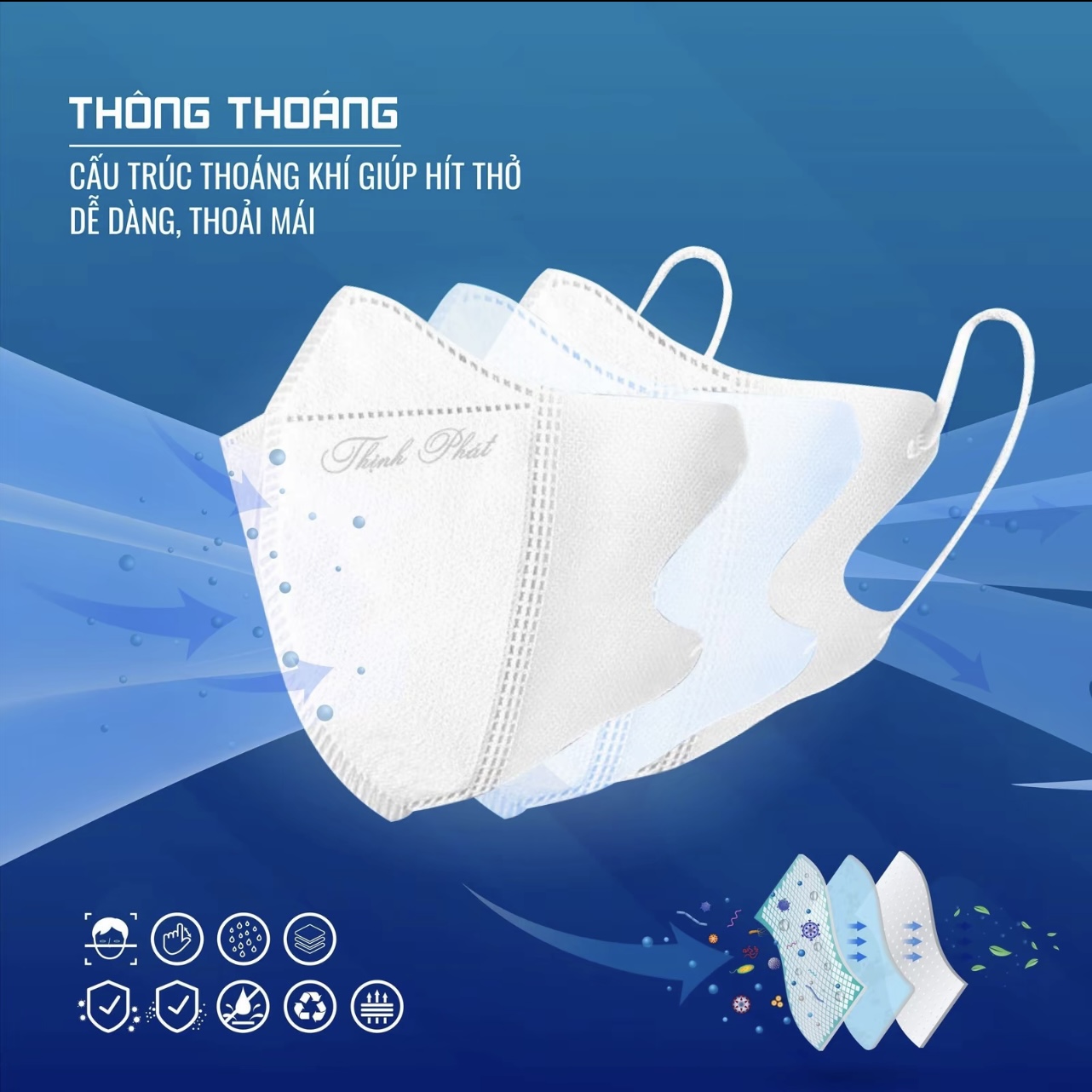 100 chiếc Khẩu Trang 5D Thịnh Phát, 3 lớp kháng khuẩn chống bụi mịn chống nắng hiệu quả - Ảnh 31