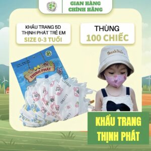 COMBO 100 CHIẾC KHẨU TRANG THỊNH PHÁT 5D DÀNH CHO TRẺ EM 0-3 tuổi Chống Bụi Hiệu Quả Cho Bé