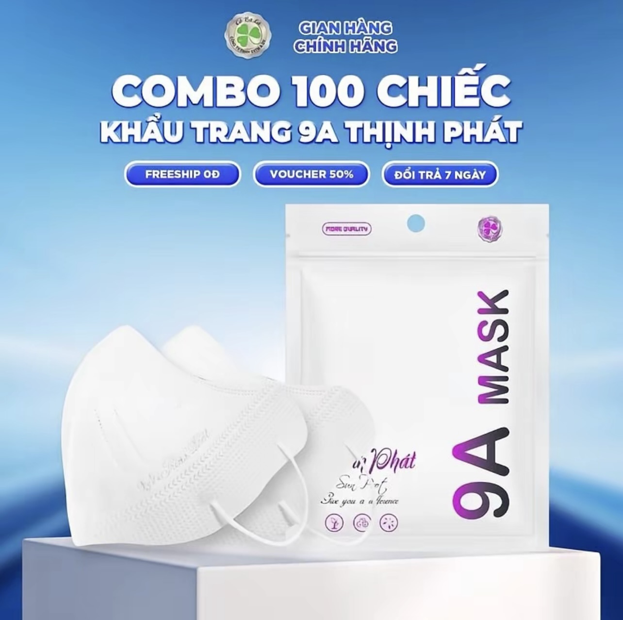 Khẩu trang 9A Thịnh Phát 100 chiếc chống nắng 5 lớp che toàn mặt ngăn ngừa khói bụi chống tia UV