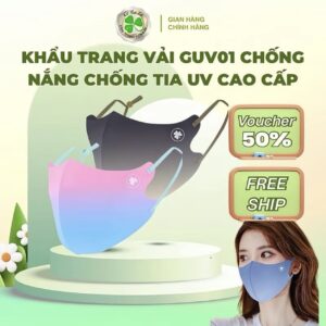 KHẨU TRANG VẢI GUV OMBER CHỐNG NẮNG UV CAO CẤP Quai Mềm Đeo Êm