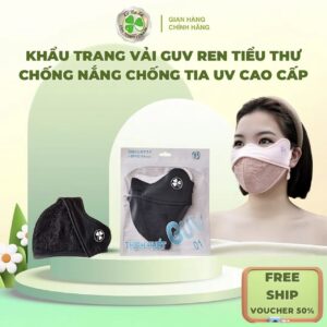 KHẨU TRANG VẢI GUV REN TIỂU THƯ Chống Nắng Chống Tia UV